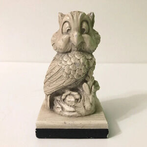 Vintage A Santini Resin Owl Sculpture Classic Figure Made in Italy 4.5 Inch Tall